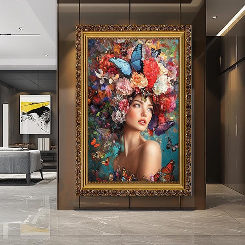 Çiçek Başlı Kadın Tablo