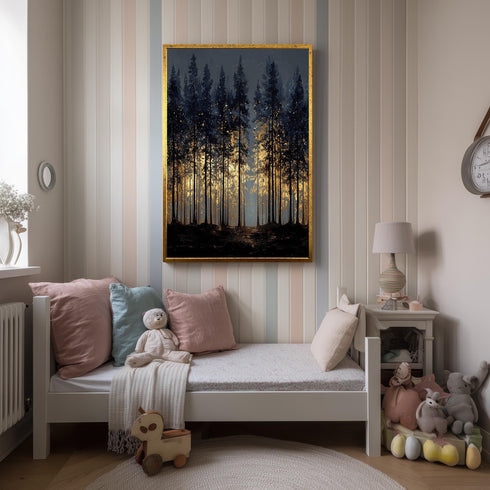Karanlık Gizemli Gece Ormanı Tablo