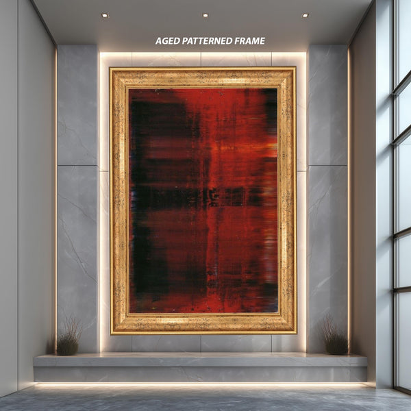 Red Black Abstract Canvas Print, Moody Modern Wall Art, Dark Grunge Color Field Poster for Living Room or Industrial Loft Decor