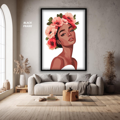 Çiçekli Kadın Tablosu