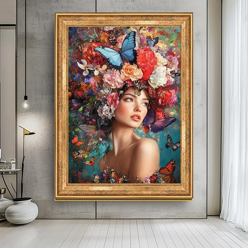 Çiçek Başlı Kadın Tablo
