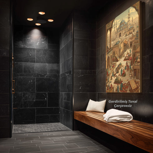 Osmanlı Medresesi ve İslam İlim Hayatı Tablosu, Tarihi İstanbul Sahnesi, Klasik İslami Mimari Duvar Sanatı