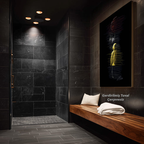 Georgie ve Kırmızı Balon Scribble Art Kanvas Tablo | Korku Filmi Efsanesi Duvar Sanatı