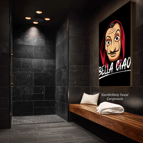 La Casa De Papel Salvador Dali Maskesi ve Bella Ciao Kanvas Tablo | Netflix Fenomen Dizi ve Soygun Temalı Duvar Sanatı