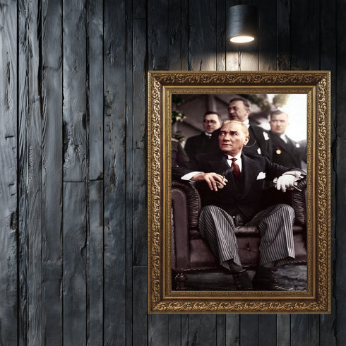 Mustafa Kemal Atatürk Portre Tablo, Türkiye Cumhuriyeti Kurucusu İkonik Lider Duvar Sanatı, Klasik Tarihi Dekor Poster
