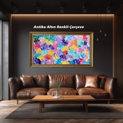 Renkli Pastel Çiçekler Tablosu Soyut Modern Floral Kanvas Duvar Dekoru Salon Yatak Odası Çocuk Odası İçin Canlı ve Neşeli Tasarım