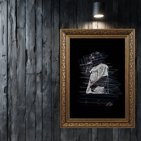 Juice WRLD 999 Scribble Art Kanvas Tablo | Emo Rap ve Hip Hop Müzik Efsanesi Duvar Sanatı | Konser Performans Baskı