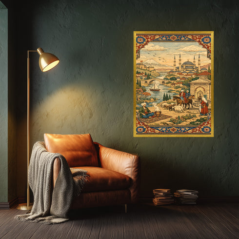 Osmanlı Minyatür Sanatında İstanbul Manzarası, Camiler ve Günlük Yaşam Sahneleriyle Geleneksel Doğu Estetiğini Yansıtan Tarihi İllüstrasyon