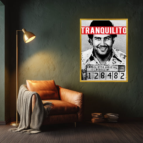 Pablo Escobar "Tranquilito" Sabıka Fotoğrafı Kanvas Tablo | Medellin Karteli Retro Narcos ve Pop Art Duvar Sanatı