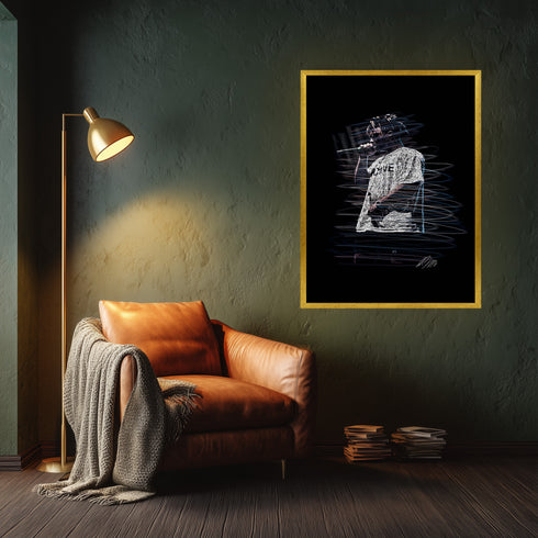 Juice WRLD 999 Scribble Art Kanvas Tablo | Emo Rap ve Hip Hop Müzik Efsanesi Duvar Sanatı | Konser Performans Baskı