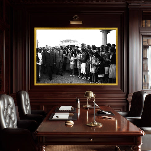 Atatürk ve Devlet Adamları Bahçe Sohbeti Tarihi Fotoğraf Kanvas Tablo Siyah Beyaz Nostaljik Duvar Dekoru