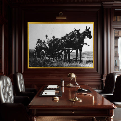 Atatürk Faytonda Tarihi Fotoğraf Kanvas Tablo Siyah Beyaz Nostaljik Duvar Dekoru