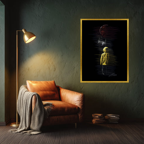 Georgie ve Kırmızı Balon Scribble Art Kanvas Tablo | Korku Filmi Efsanesi Duvar Sanatı