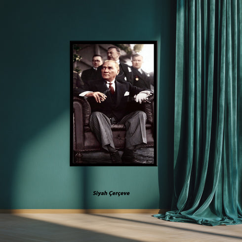 Mustafa Kemal Atatürk Portre Tablo, Türkiye Cumhuriyeti Kurucusu İkonik Lider Duvar Sanatı, Klasik Tarihi Dekor Poster
