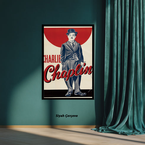 Charlie Chaplin Retro Sinema Posteri | Klasik Komedi Efsanesi ve Şarlo Karakteri Duvar Sanatı