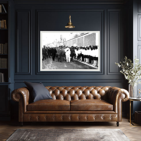 Atatürk Öğrencilerle Buluşma Arşiv Fotoğrafı Kanvas Tablo Siyah Beyaz Tarihi Dekor