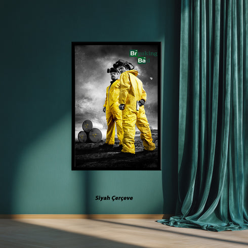 Breaking Bad Walter White ve Jesse Pinkman Karavan Önü Scribble Art Kanvas Tablo | Efsane Dizi Karakterleri Duvar Sanatı