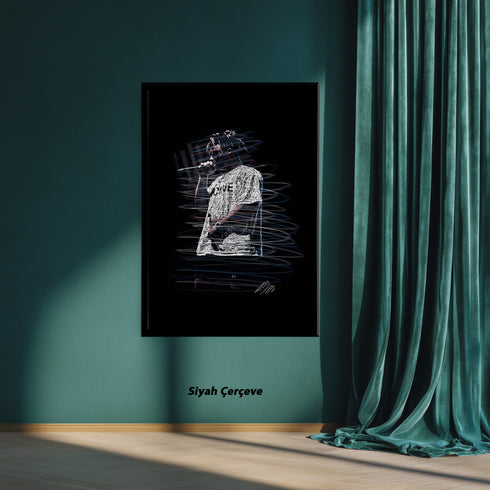 Juice WRLD 999 Scribble Art Kanvas Tablo | Emo Rap ve Hip Hop Müzik Efsanesi Duvar Sanatı | Konser Performans Baskı