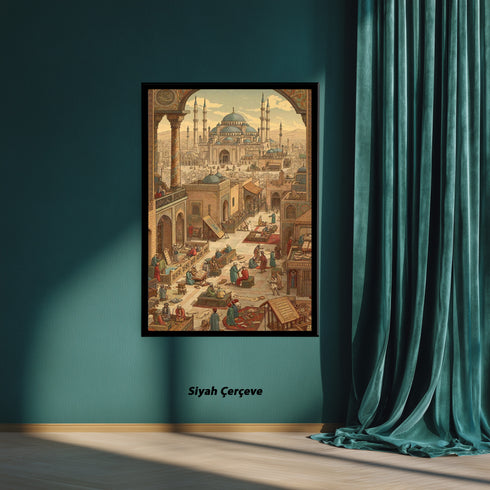 Osmanlı Medresesi ve İslam İlim Hayatı Tablosu, Tarihi İstanbul Sahnesi, Klasik İslami Mimari Duvar Sanatı