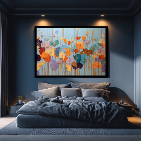 Renkli Kabartmalı Görünümlü Çiçekler Tablosu Modern Soyut Floral Kanvas Duvar Dekoru Salon Yatak Odası Ofis İçin Büyük Boy Şık Tasarım