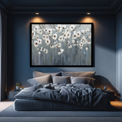Beyaz Çiçekli Dal Tablosu Modern Soyut Floral Kanvas Duvar Dekoru Salon Yatak Odası Ofis İçin Büyük Boy Zarif Tasarım (Kopya)