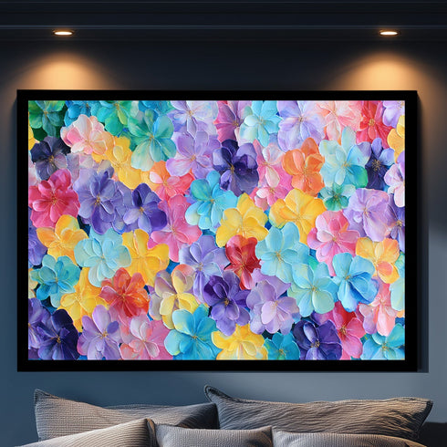 Renkli Pastel Çiçekler Tablosu Soyut Modern Floral Kanvas Duvar Dekoru Salon Yatak Odası Çocuk Odası İçin Canlı ve Neşeli Tasarım