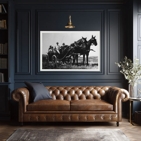 Atatürk Faytonda Tarihi Fotoğraf Kanvas Tablo Siyah Beyaz Nostaljik Duvar Dekoru