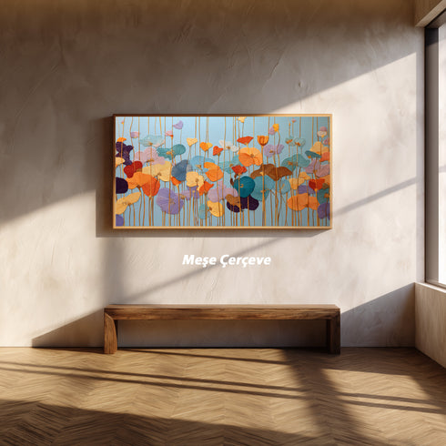 Renkli Kabartmalı Görünümlü Çiçekler Tablosu Modern Soyut Floral Kanvas Duvar Dekoru Salon Yatak Odası Ofis İçin Büyük Boy Şık Tasarım