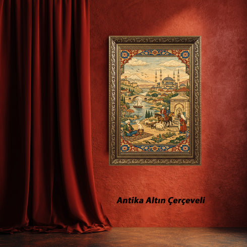 Osmanlı Minyatür Sanatında İstanbul Manzarası, Camiler ve Günlük Yaşam Sahneleriyle Geleneksel Doğu Estetiğini Yansıtan Tarihi İllüstrasyon