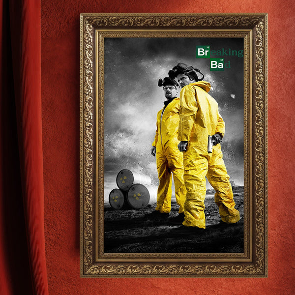 Breaking Bad Walter White ve Jesse Pinkman Karavan Önü Scribble Art Kanvas Tablo | Efsane Dizi Karakterleri Duvar Sanatı