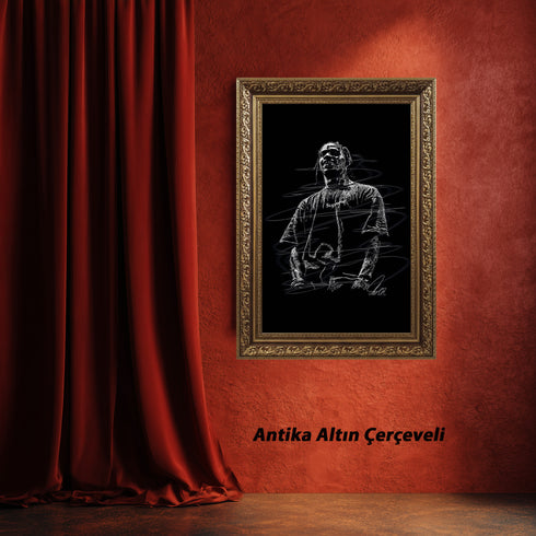 Travis Scott Scribble Art Kanvas Tablo | Hypebeast ve Streetwear Duvar Dekoru |