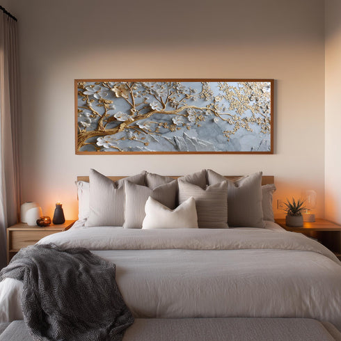 Lüks Stil Yağlı Boya Görünümlü Ağaç Tablo