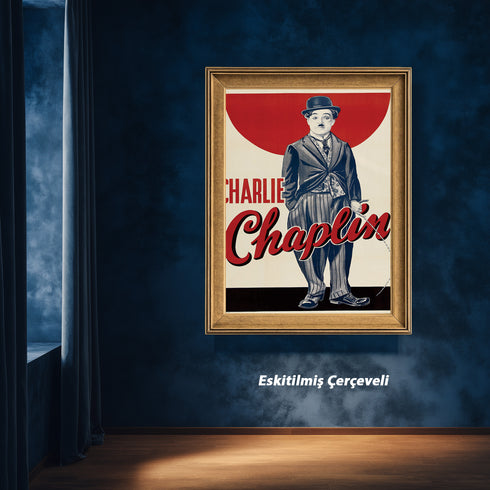 Charlie Chaplin Retro Sinema Posteri | Klasik Komedi Efsanesi ve Şarlo Karakteri Duvar Sanatı