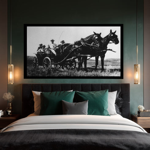 Atatürk Faytonda Tarihi Fotoğraf Kanvas Tablo Siyah Beyaz Nostaljik Duvar Dekoru