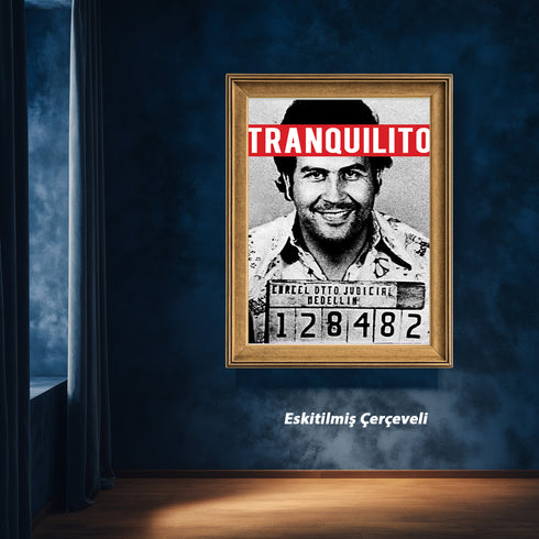 Pablo Escobar "Tranquilito" Sabıka Fotoğrafı Kanvas Tablo | Medellin Karteli Retro Narcos ve Pop Art Duvar Sanatı