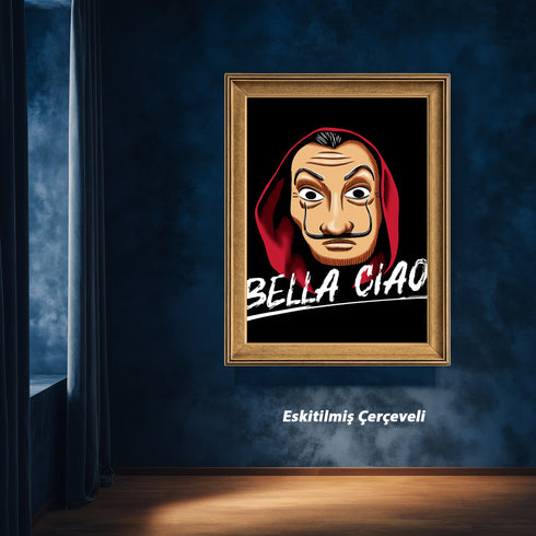 La Casa De Papel Salvador Dali Maskesi ve Bella Ciao Kanvas Tablo | Netflix Fenomen Dizi ve Soygun Temalı Duvar Sanatı