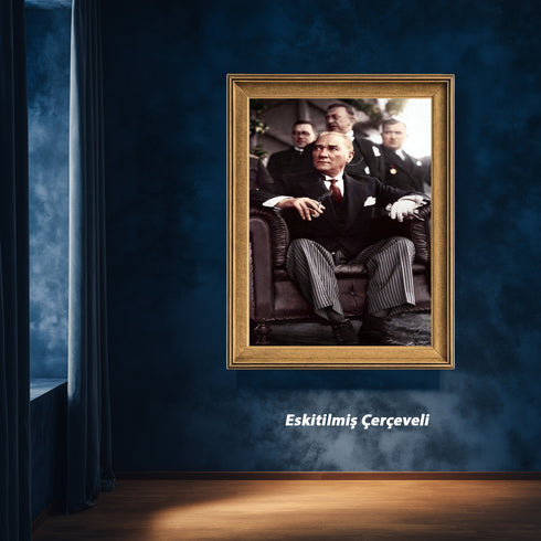 Mustafa Kemal Atatürk Portre Tablo, Türkiye Cumhuriyeti Kurucusu İkonik Lider Duvar Sanatı, Klasik Tarihi Dekor Poster