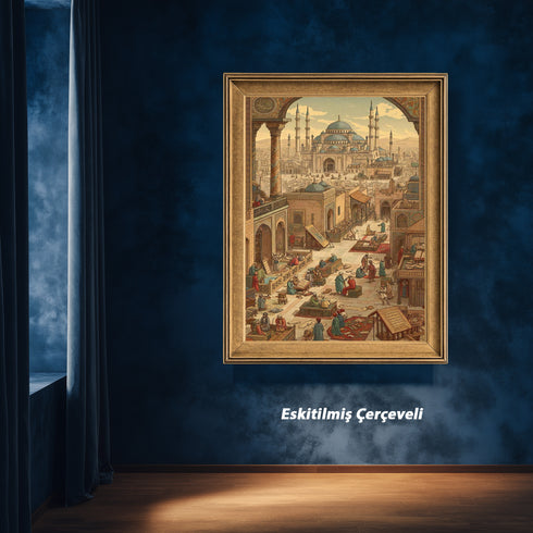 Osmanlı Medresesi ve İslam İlim Hayatı Tablosu, Tarihi İstanbul Sahnesi, Klasik İslami Mimari Duvar Sanatı