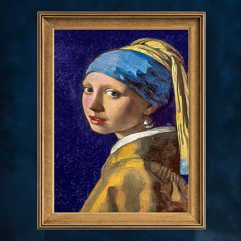 Klasik Portre Sanat Tablosu Poster, Mavi Başörtülü Kadın Figürü ile Zamansız Barok Stil Duvar Sanatı Dekoratif Baskı