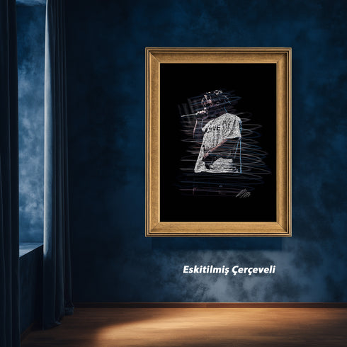 Juice WRLD 999 Scribble Art Kanvas Tablo | Emo Rap ve Hip Hop Müzik Efsanesi Duvar Sanatı | Konser Performans Baskı