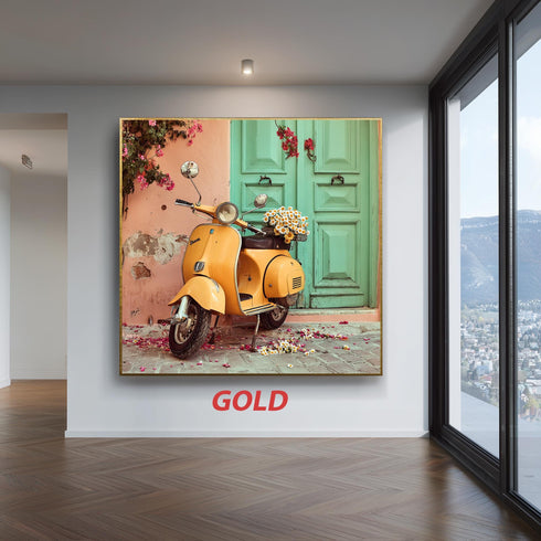 Vintage Motosiklet ve Sokak TABLO