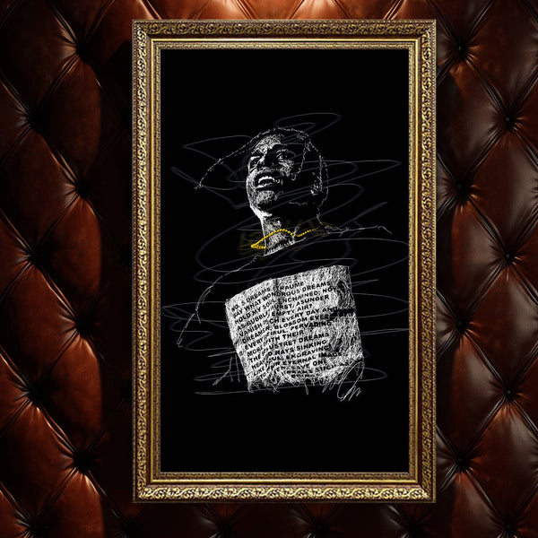 A$AP Rocky Scribble Art Kanvas Tablo | Hip Hop ve Streetwear Duvar Sanatı | Rapçi Portre Kanvas Tablo