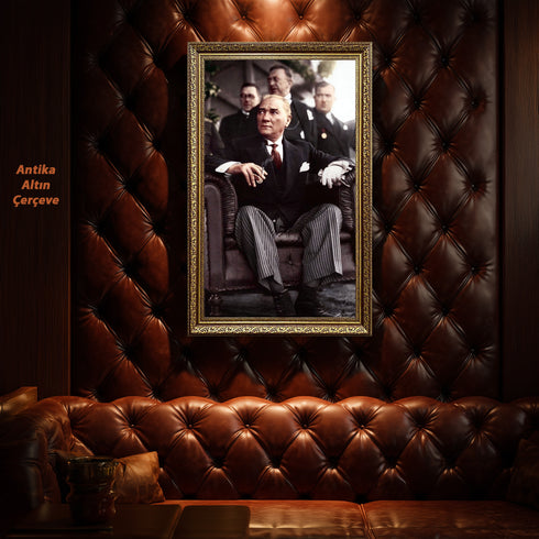 Mustafa Kemal Atatürk Portre Tablo, Türkiye Cumhuriyeti Kurucusu İkonik Lider Duvar Sanatı, Klasik Tarihi Dekor Poster