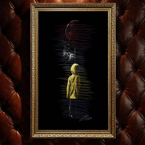 Georgie ve Kırmızı Balon Scribble Art Kanvas Tablo | Korku Filmi Efsanesi Duvar Sanatı