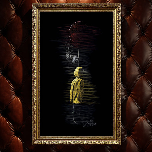 Georgie ve Kırmızı Balon Scribble Art Kanvas Tablo | Korku Filmi Efsanesi Duvar Sanatı