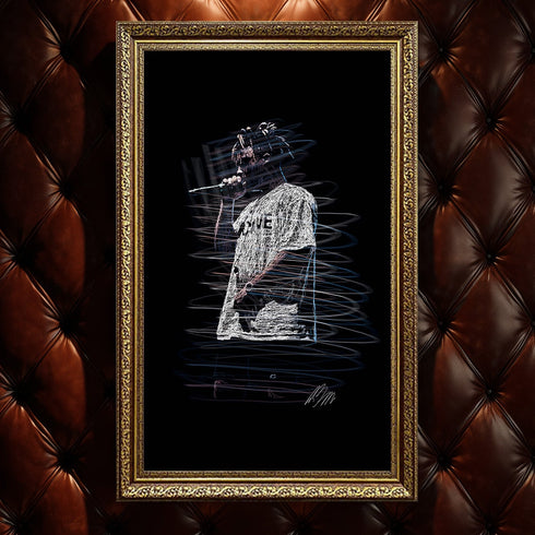 Juice WRLD 999 Scribble Art Kanvas Tablo | Emo Rap ve Hip Hop Müzik Efsanesi Duvar Sanatı | Konser Performans Baskı