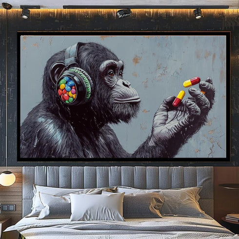 Müzik Dinleyen Maymun Tablo