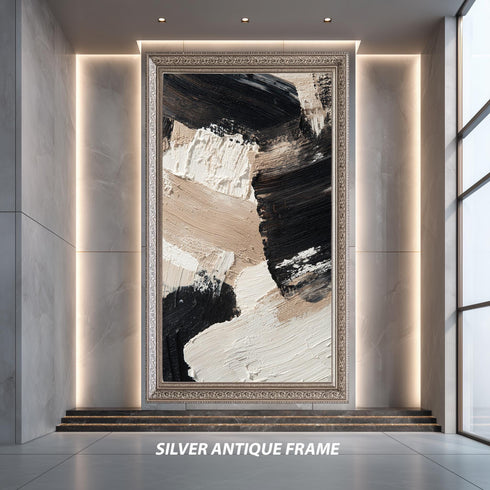 Soyut Siyah ve Krem Rengi Tablo