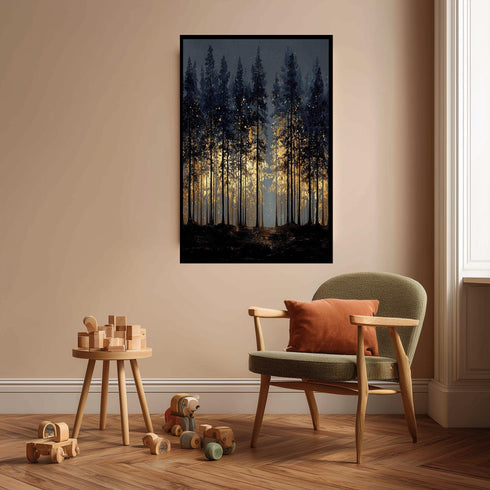 Karanlık Gizemli Gece Ormanı Tablo