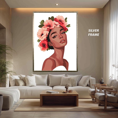 Çiçekli Kadın Tablosu